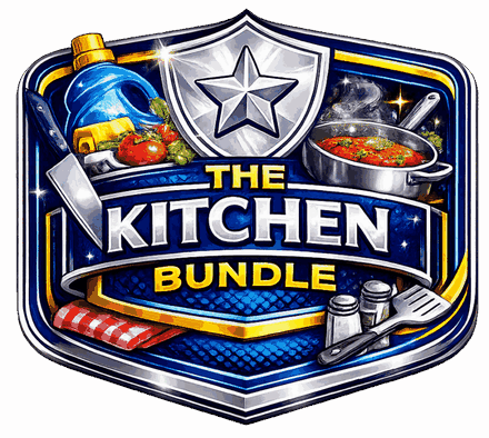 The Kitchen Bundle badge showing cookware, fresh produce and cleaning supplies