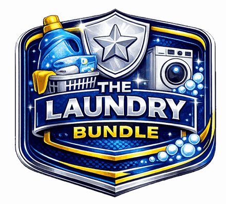 The Laundry Bundle badge showing a washing machine and laundry detergent