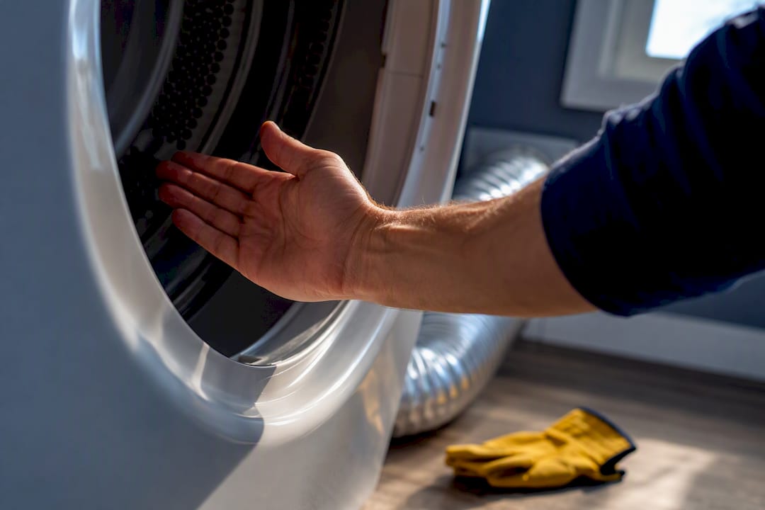 Hand Checking Heat From A Dryer