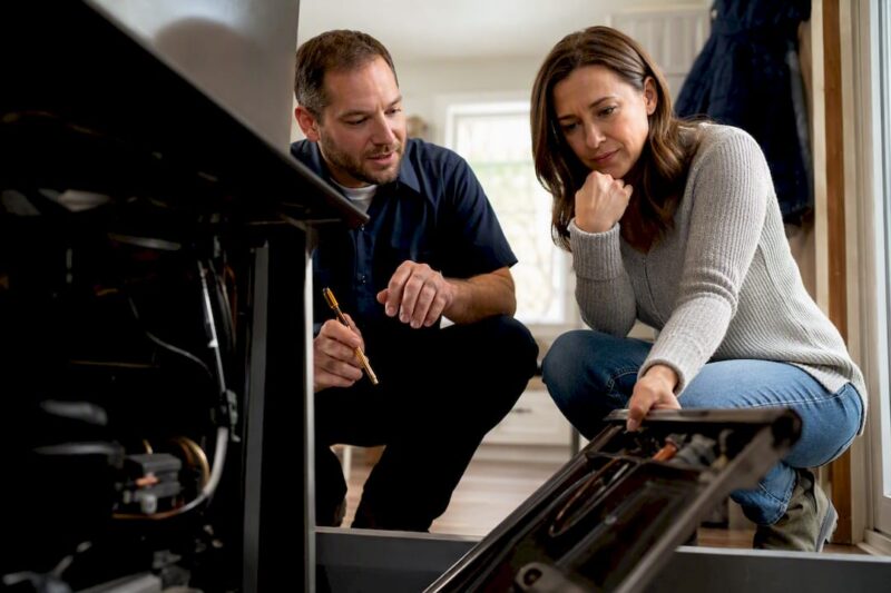 Homeowner Discussing Appliance Repair Decision