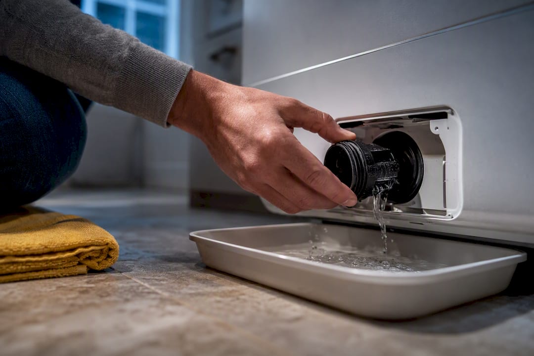 Homeowner Cleaning A Washer Drain Filter