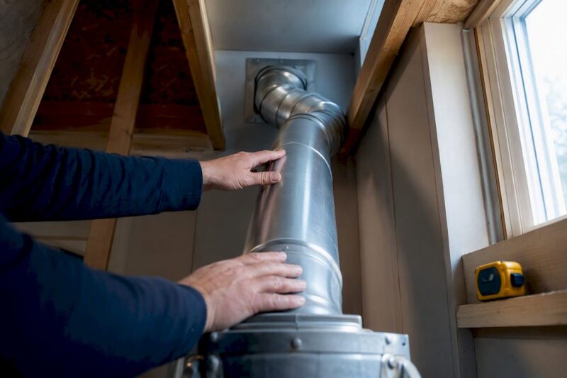 Rigid metal dryer vent duct through utility space
