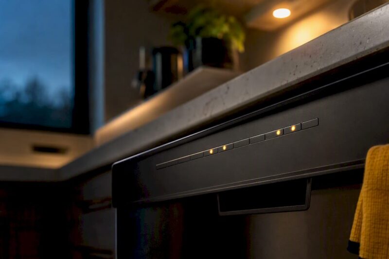 Dishwasher control panel with flashing lights
