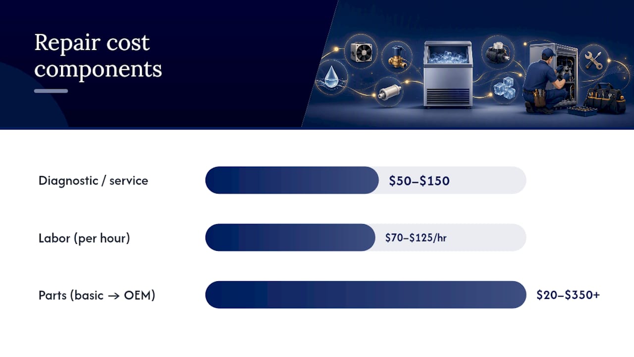 Ice maker repair cost components and ranges