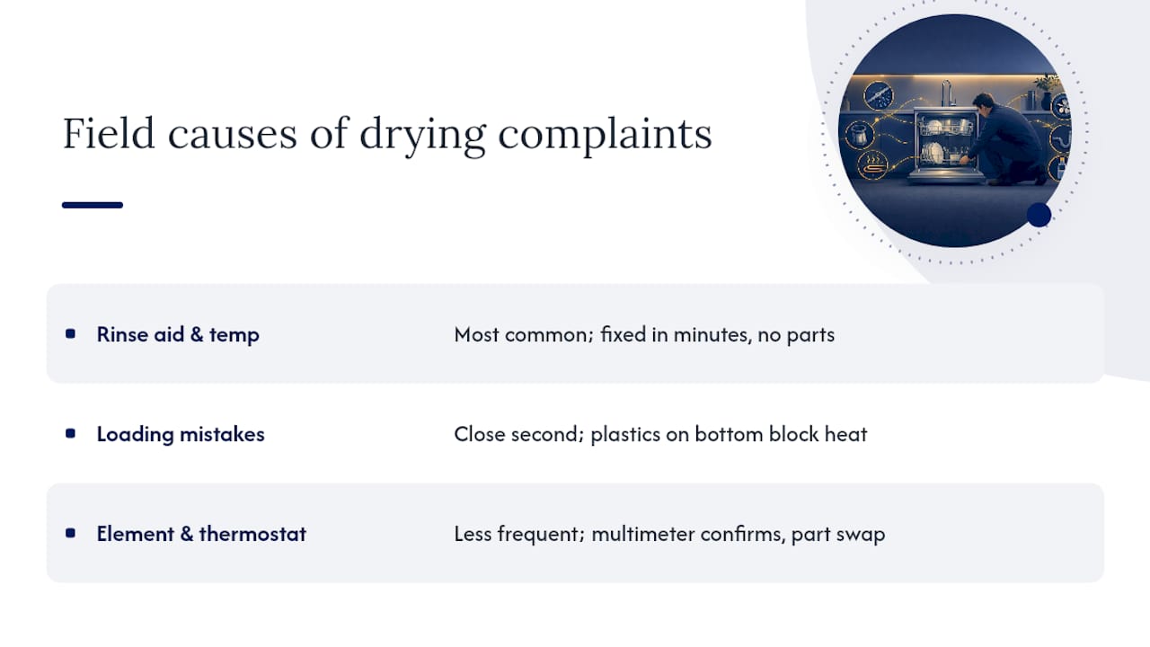 What Technicians See in the Field on Drying Complaints — overview diagram