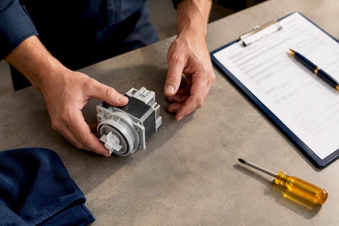 Failed appliance part beside repair order